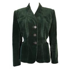 Vintage Rare WW2 Era 1940s Jacqmar Cotton Corduroy Emerald Green Blazer Jacket UK 10