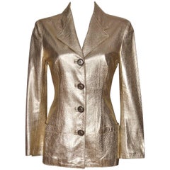 Vintage GIANNI VERSACE Gold Embossed Leather Jacket
