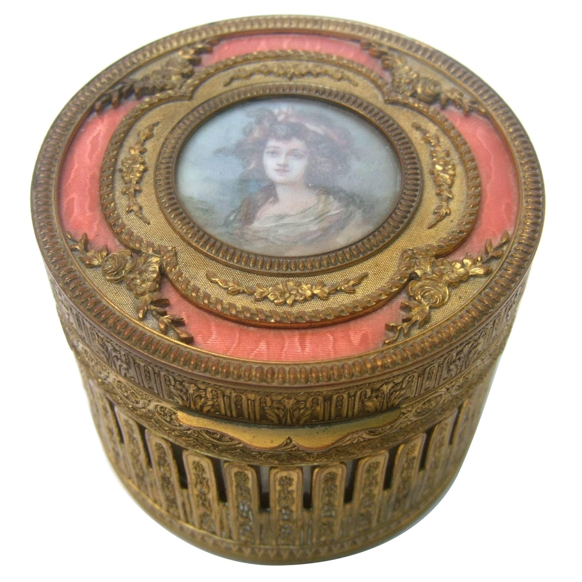 French Gilded Brass Metal Vanity Trinket Box