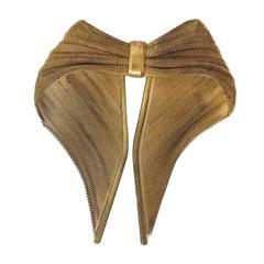 40s Gold Mesh Ribbon Brooch