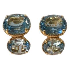 Bijoux Num Double Aquamarine Pierced Earrings