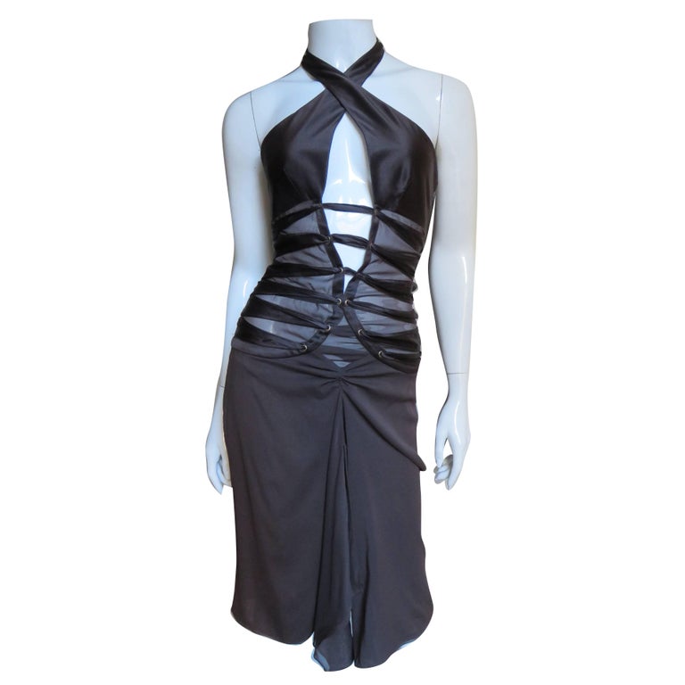 2000s Tom Ford Gucci Silk Plunging Halter Dress. For Sale at 1stDibs