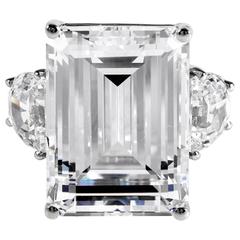 Magnificent Faux 25 Carat Rectangular Step Cut Bright White Diamond Ring