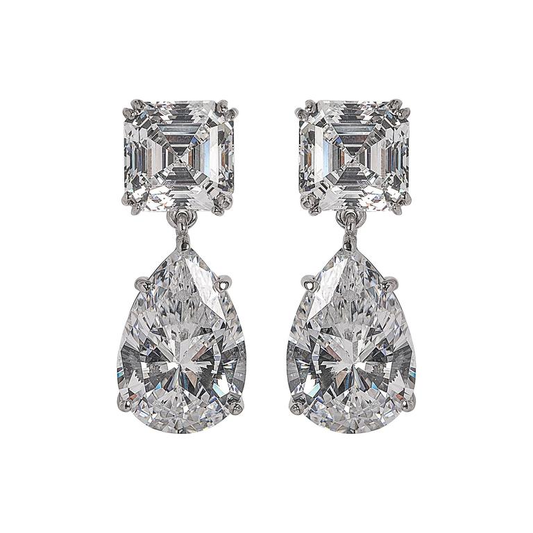 Perfect Faux Diamond Drop Earrings For Sale at 1stdibs