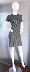 1990s Black and White Gingham Bodycon 90s Checkered Sexy Vintage Cotton Dress