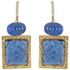 Maharajah Jewel Collection Faux Sapphire Diamond Drop Earrings 11