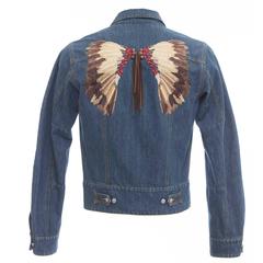 John Galliano Men's Denim Jacket With Embroidered Back And Leather Fringe 1