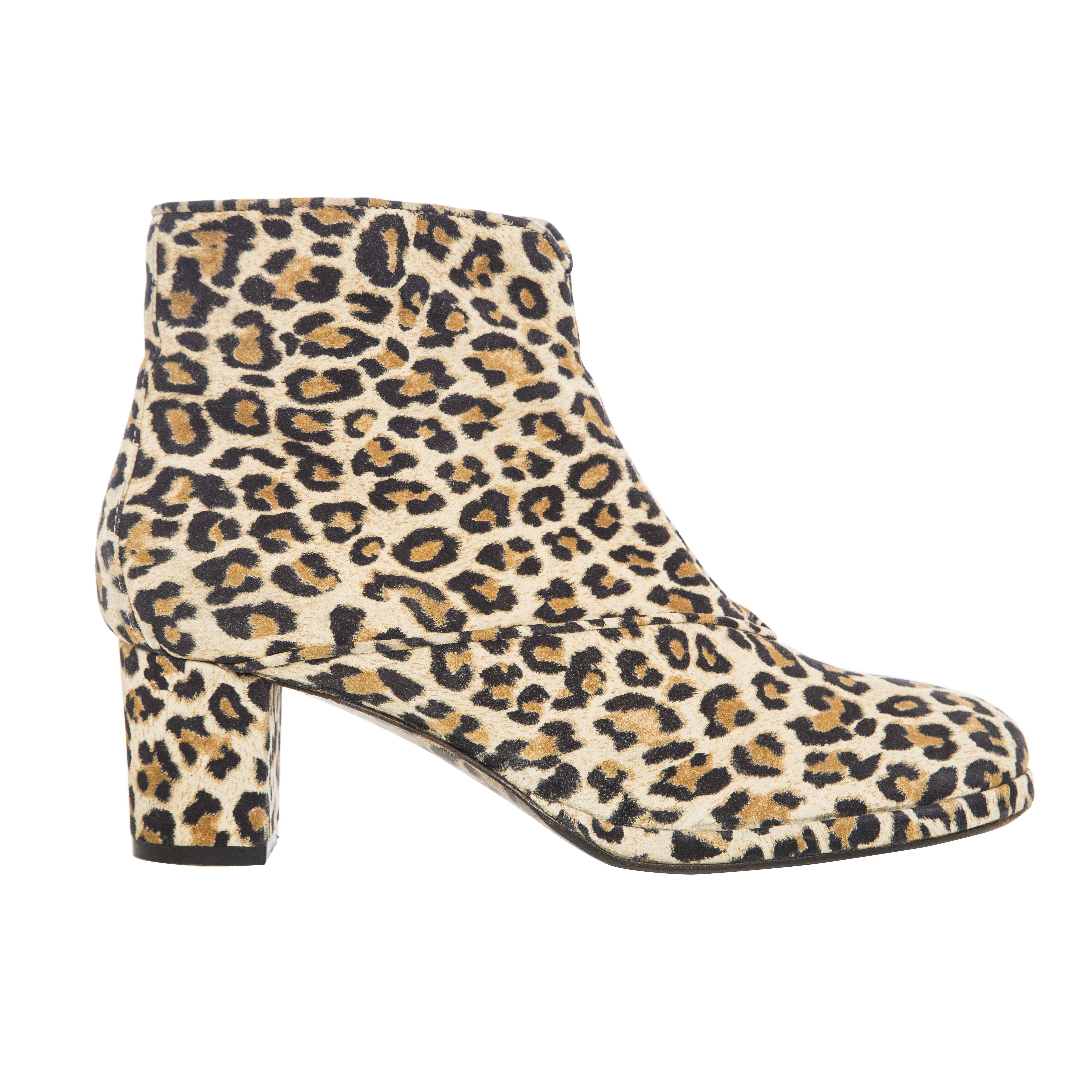 Warren Edwards Leopard Print Suede Ankle Boots For Sale