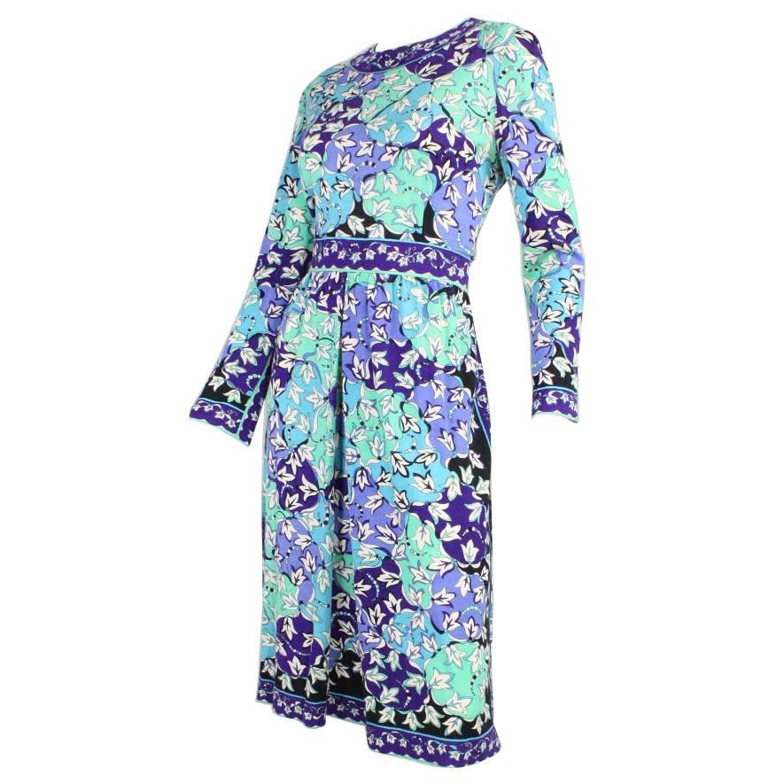 1970's Pucci Cashmere Blend Printed Dress For Sale