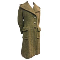 1960's Pauline Trigere Fitted Tweed Coat With Abstract Metal Buttons 9