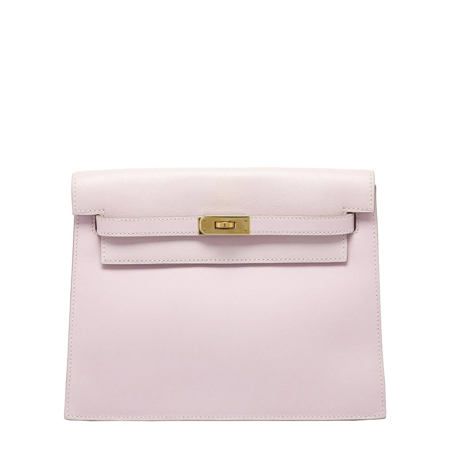 Hermes Kelly Danse Rose Dragee Swift Gold Hardware 