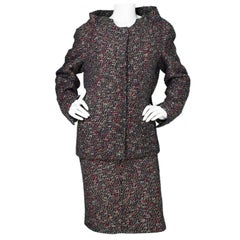 Chanel Red & Navy Wool Skirt Suit sz FR48 5
