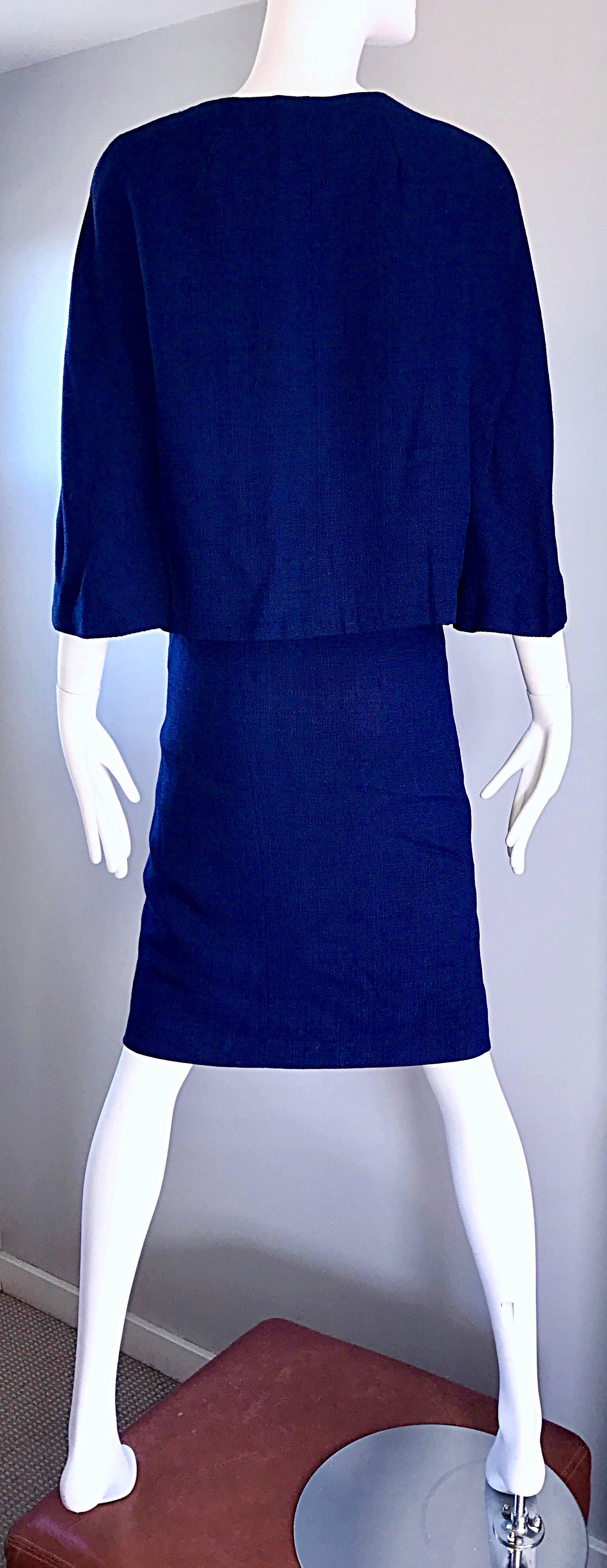 1960s Lilli Ann Navy Blue Vintage 60s Wool Classic and Chic Skirt Suit Ensemble  For Sale 2