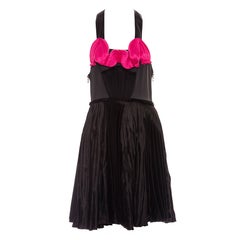 Alber Elbaz for Lanvin Runway Black Pleated Dress Racer Back, Spring 2007