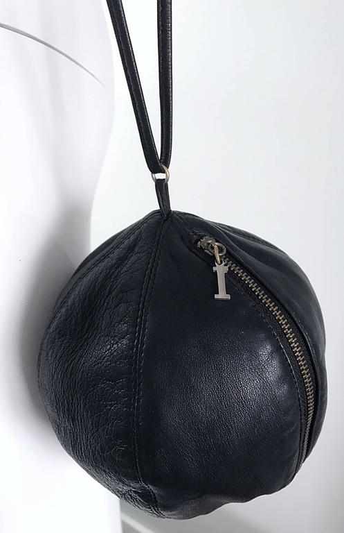 Unisex Black Leather Vintage C&C Bowling Ball Bag, Size: 8 X 4 Inches (lxw)
