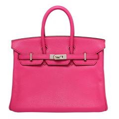 Hermes Birkin 25cm Fuchsia Chevre Palladium Hardware 