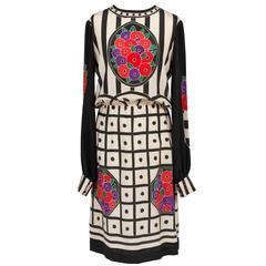 Vintage Chloe Silk Dress Karl Lagerfeld 1970s