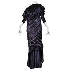 Yves Saint Laurent Couture Metallic Velvet Gown 9