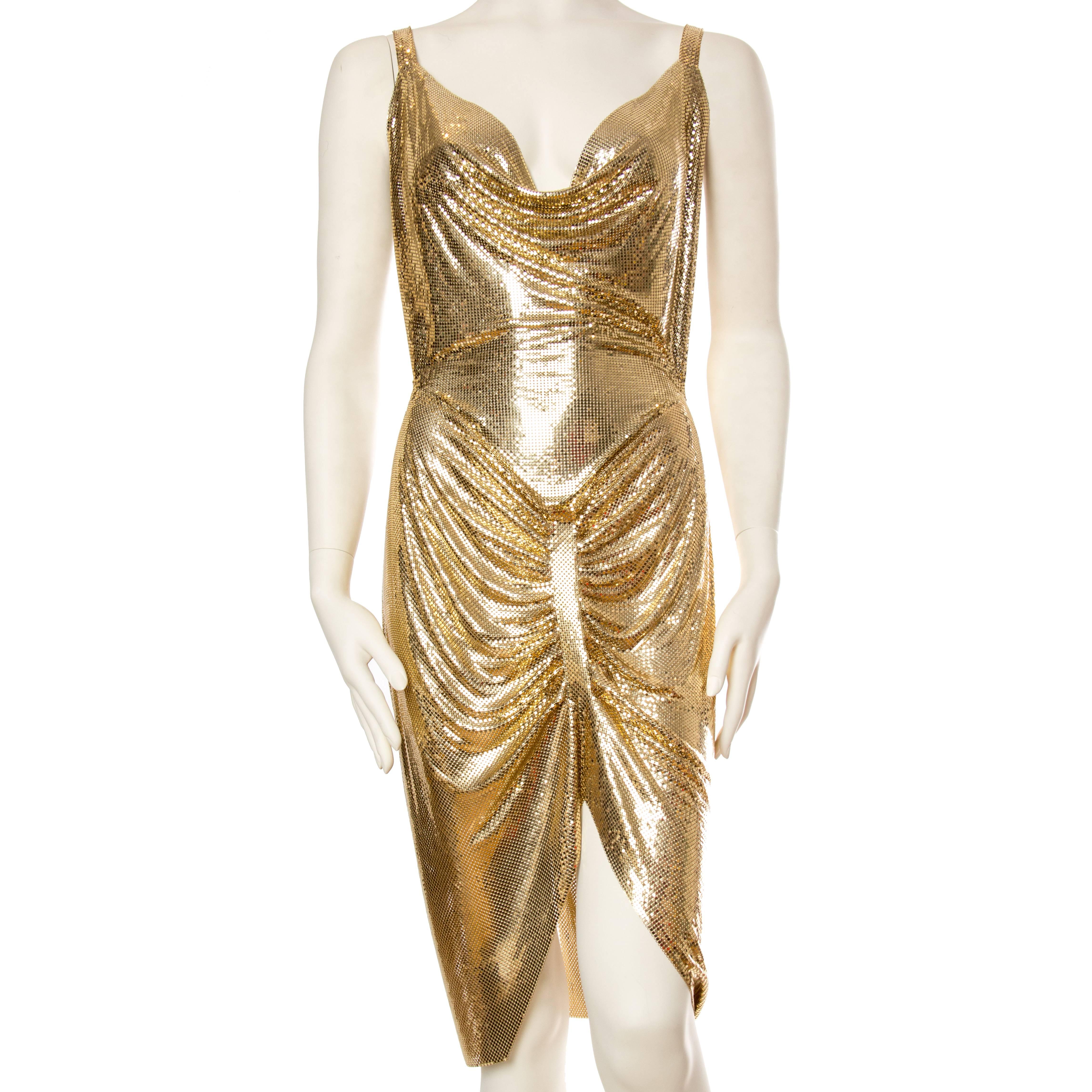 Phenomenal Gold Metal Mesh Dress and Hood