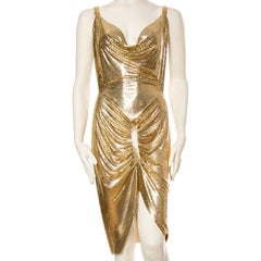 Vintage Phenomenal Gold Metal Mesh Dress and Hood