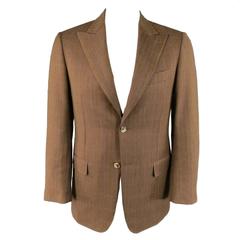 Men's PAL ZILERI 40 Light Brown Blue & Red Windowpane Wool Peak Lapel Sport Coat 10