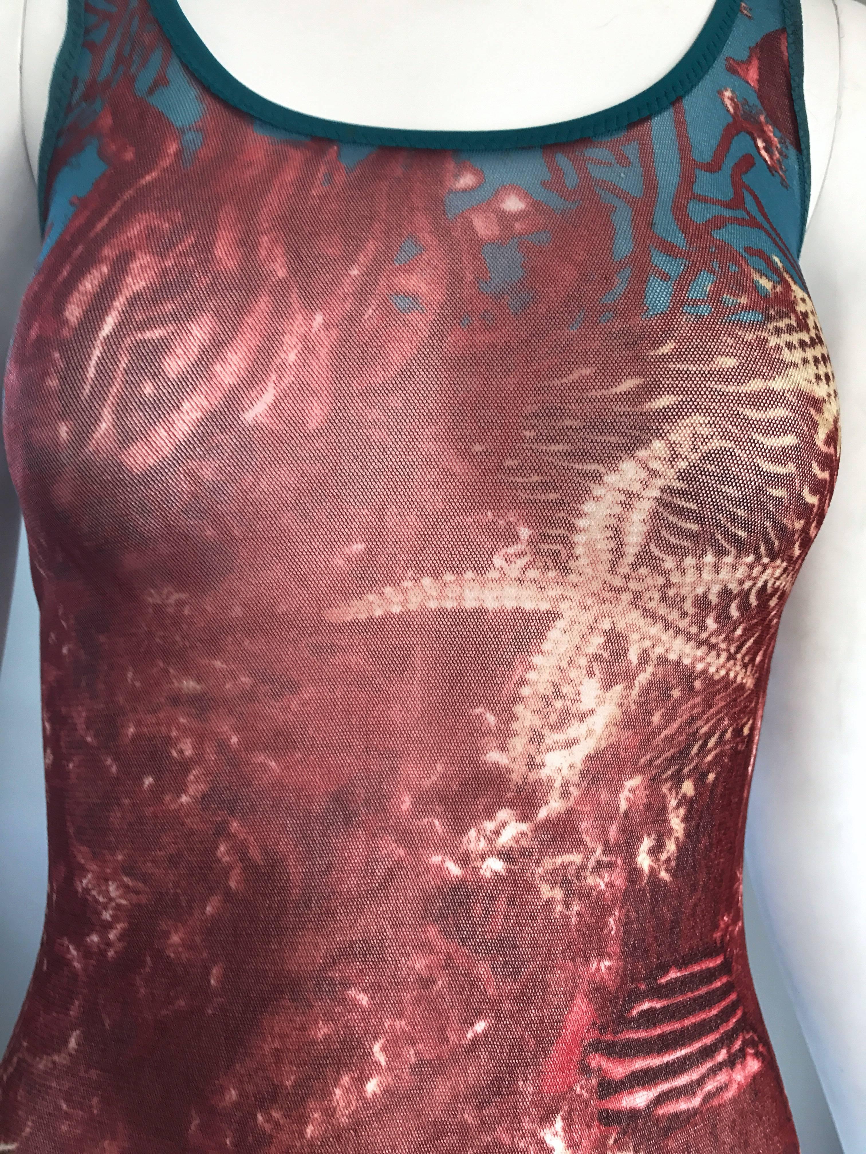 1990s Jean Paul Gaultier Sea Life Novelty Signature Semi Sheer Mesh Tank Top 1