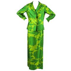 Mademoiselle Ricci by Nina Ricci Green Floral Printed LS Jacket and Dress Set