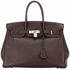Hermes Chocolate Brown Birkin 35 Bag