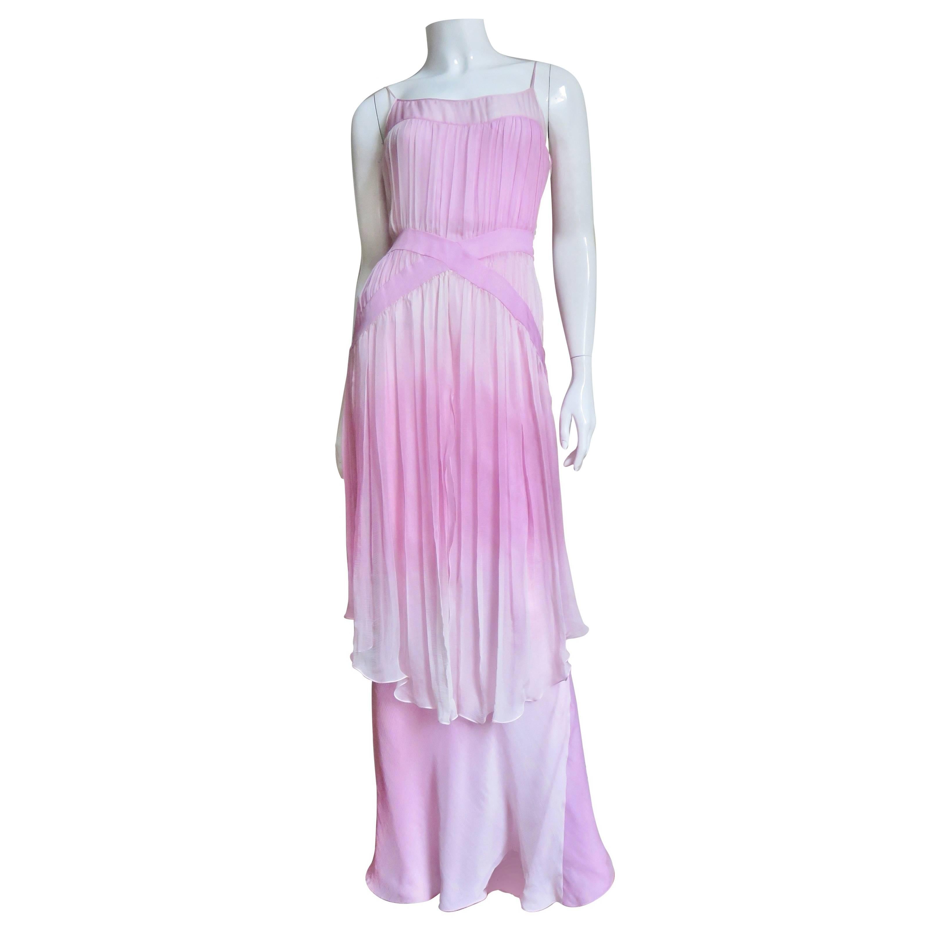 2000s John Galliano Pink Silk Ombre Dress