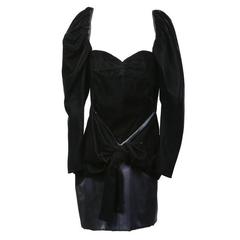 Yves Saint Laurent Haute Couture Velvet and Silk Dress 1980s