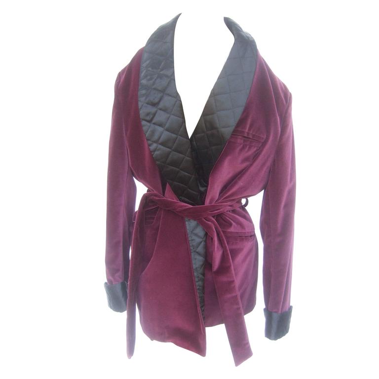 Neiman Marcus Men's Burgundy Velvet Smoking Jacket c 1990 at 1stDibs