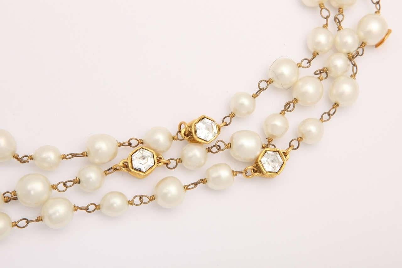 Romantic Vintage Chanel Pearl and Crystal Necklace