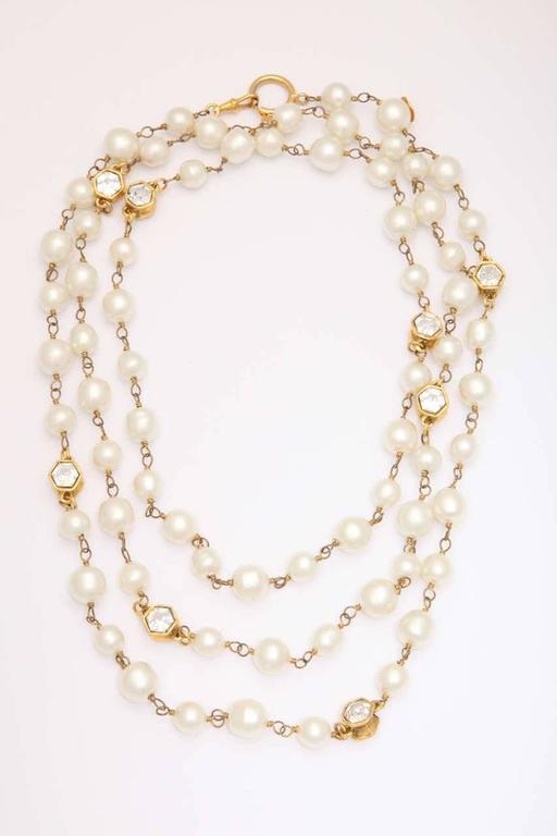 Circa 1950's Vintage Chanel Baroque Pearl Necklace with Gripoix Stones at  1stDibs