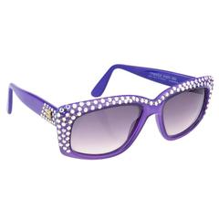 Emmanuelle Khanh 80s Iconic Purple Rhinestone Encrusted Sunglasses