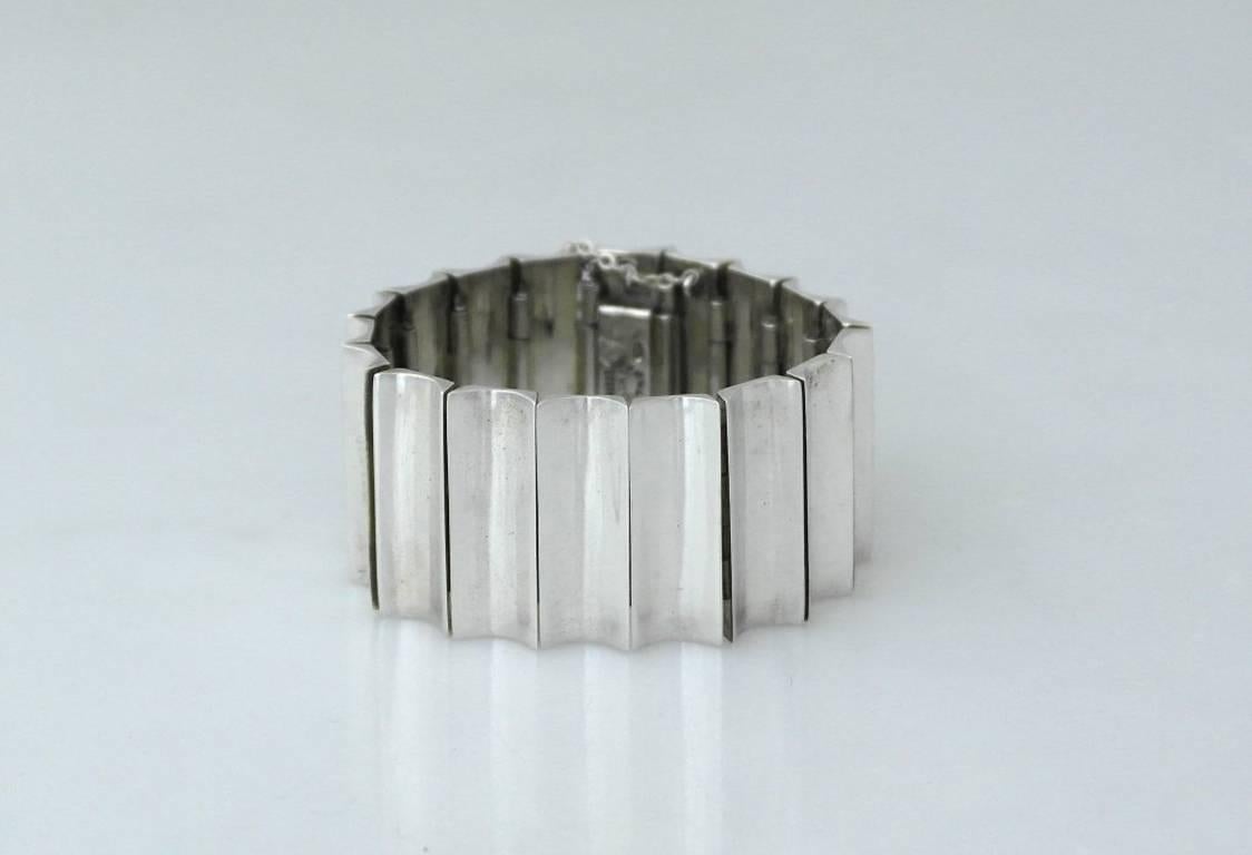 Antonio Pineda Taxco Sterling Silver Modernist Concave Bracelet 2