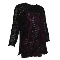 Sully Bonnelly Evening Jacket Magenta with Black Sequins Overlay Sz 12 90s Saks 8