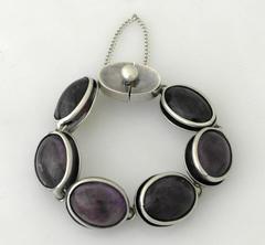 Antonio Pineda Taxco Amethyst .970 Silver Modernist Parure