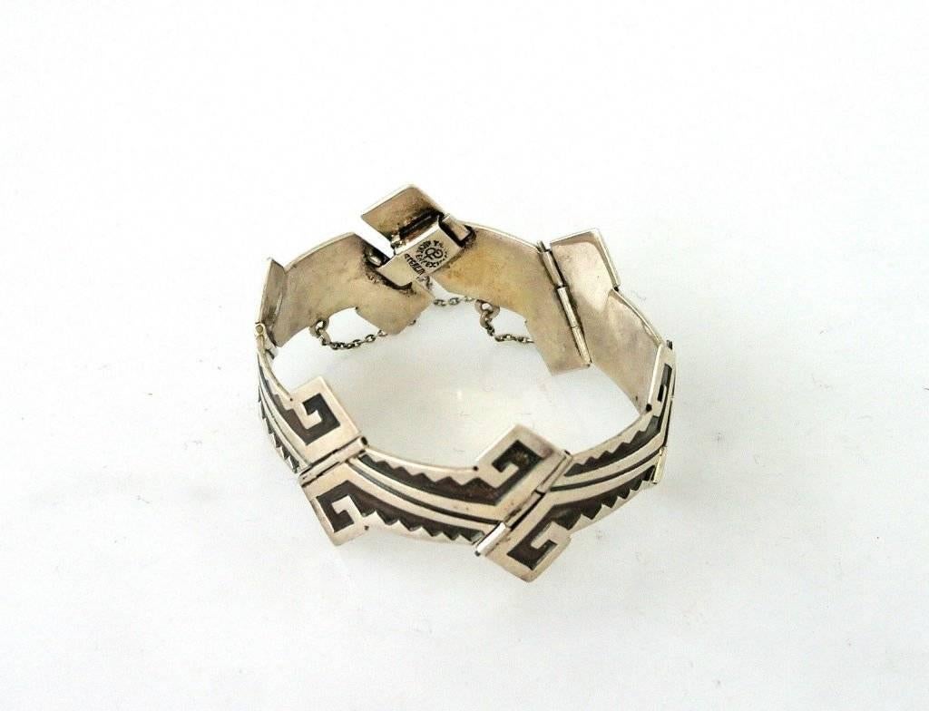 Pedro Castillo Taxco Sterling Silver Link Bracelet In Excellent Condition For Sale In New York, NY
