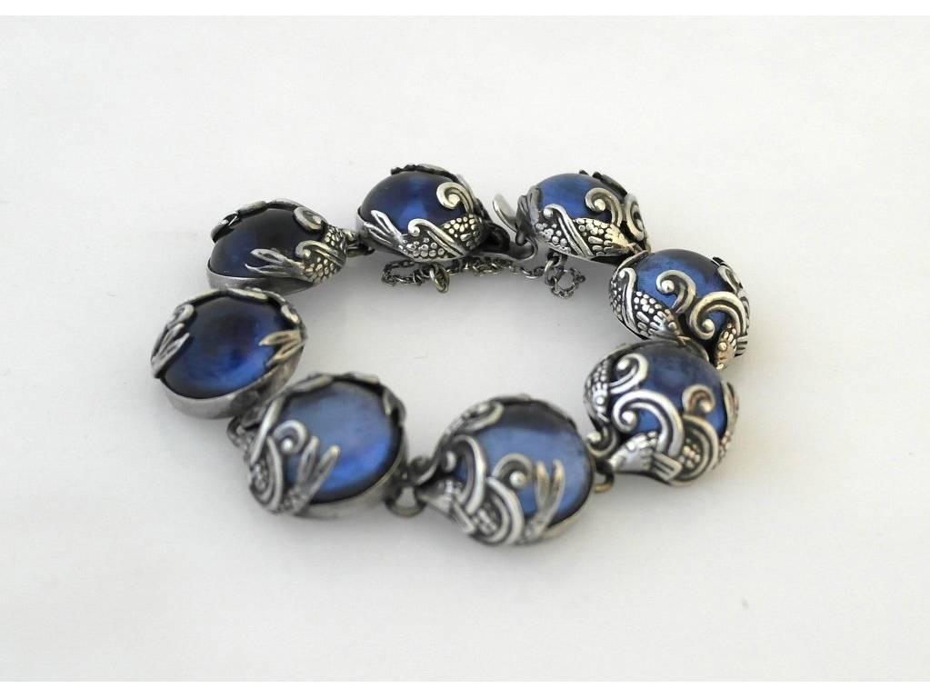 Los Castillo Taxco Sterling Silver Fish Motif Bracelet For Sale 1