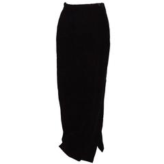Classic Oscar de la Renta Black Evening Skirt with Side Vent Size 12 1980s 