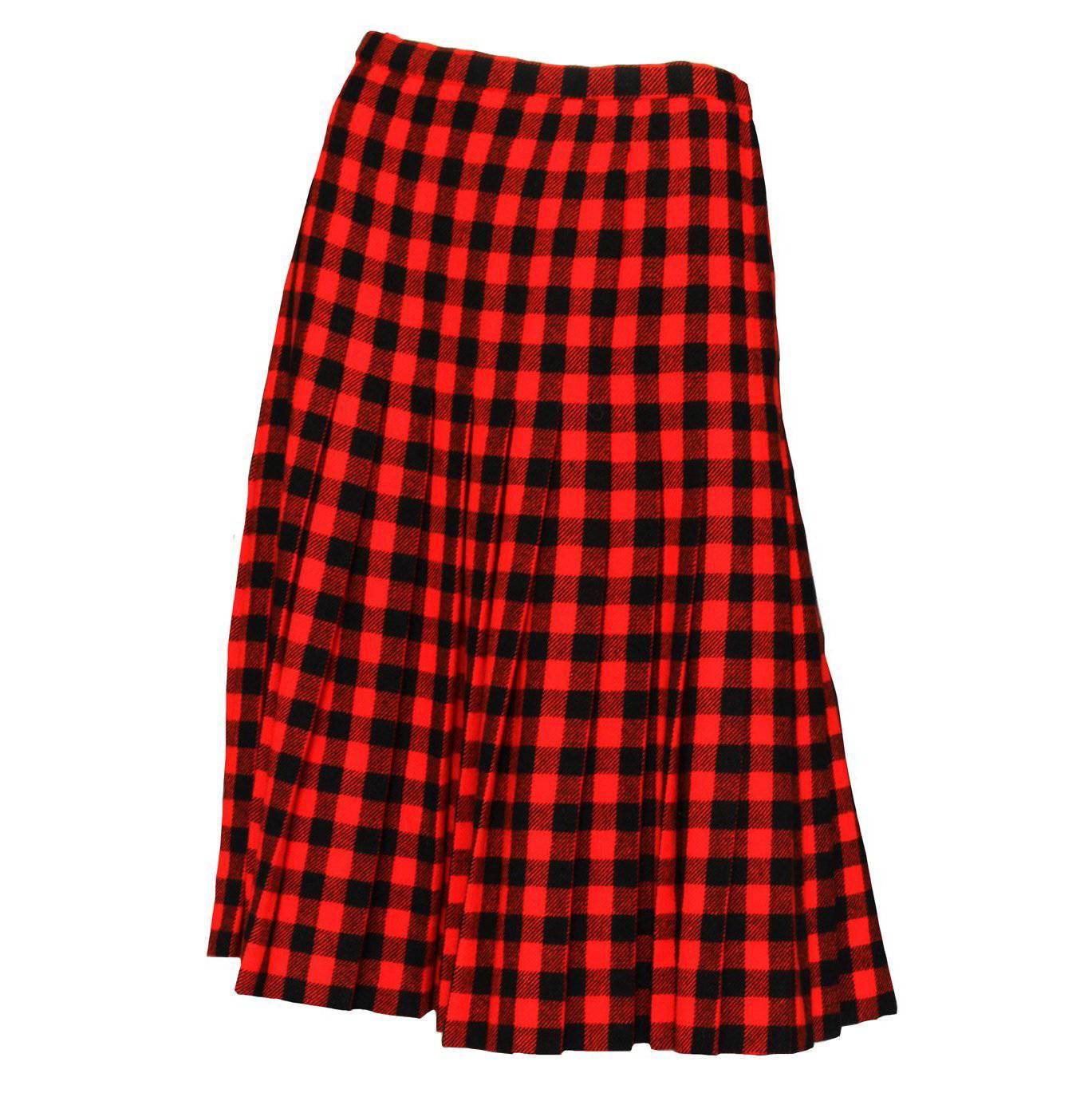 60 Givenchy Haute Couture Tartan Wool A-line Skirt