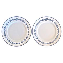 Hermes White Porcelain Two Piece Dinnerware Plate Set in Box