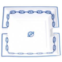 Hermes White Porcelain Men's Cigar Cigarette Desk Table Ashtray Dish in Box 5