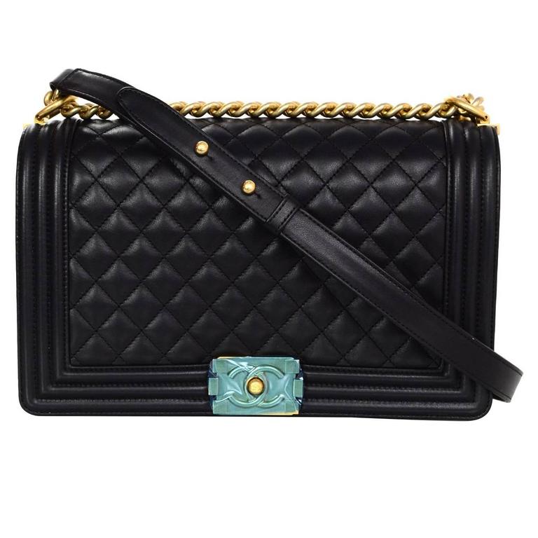Chanel NEW IN BOX Black Leather New Medium Boy Bag GHW For Sale at 1stDibs chanel new medium