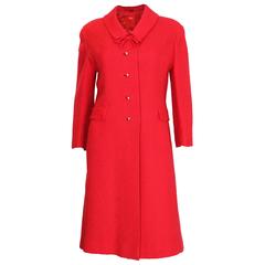 Retro 1960s Red Wool Boucle Coat