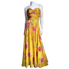 Exquisite Valentino Flower Ruched Silk Gown 3