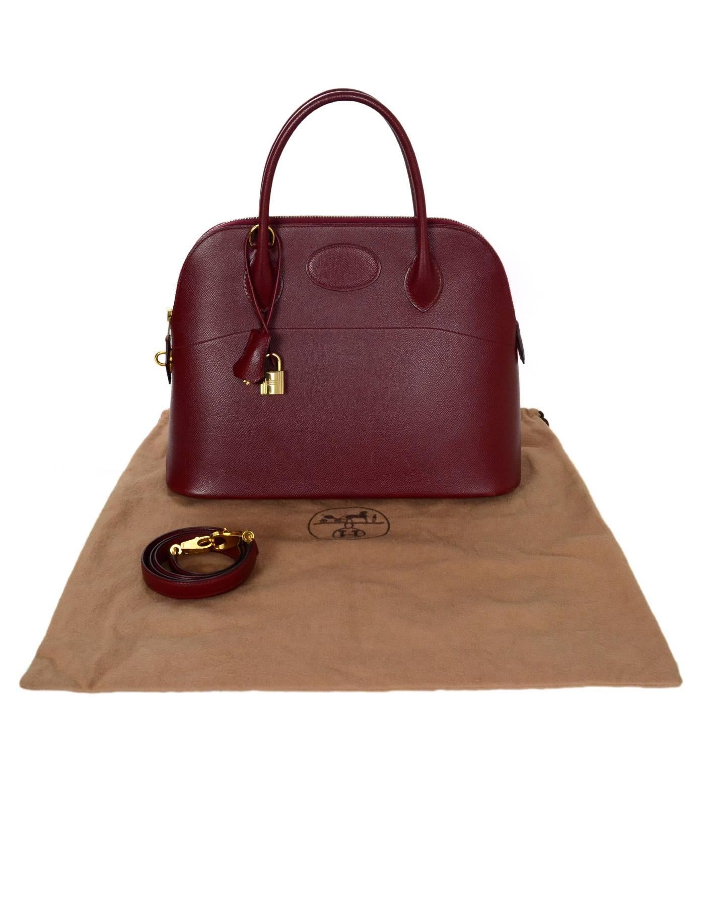 Hermes Rouge H Red Epsom Leather 31cm Bolide Bag w/ Strap 4