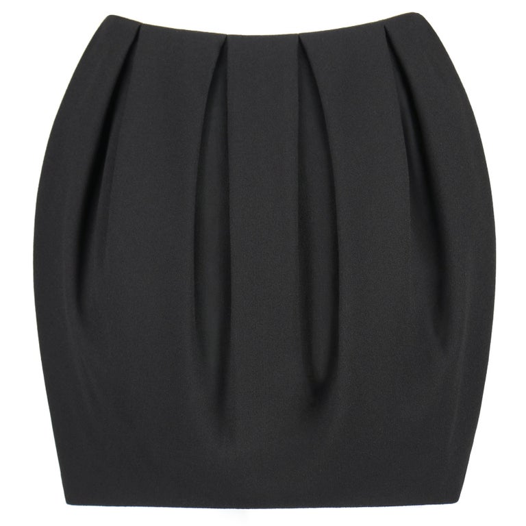 ALEXANDER McQUEEN A/W 2012 Black Wool Crepe Box Pleat Mini Skirt For ...