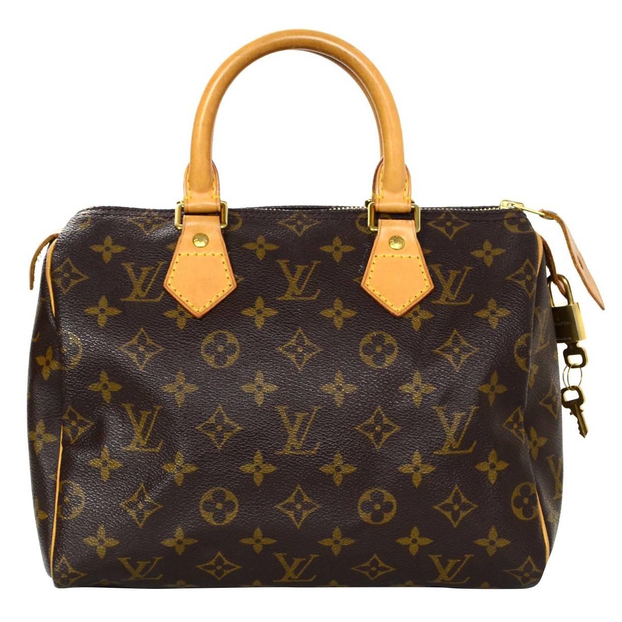 Louis Vuitton Monogram Speedy 25 Bag GHW w/ DB/Lock/Keys