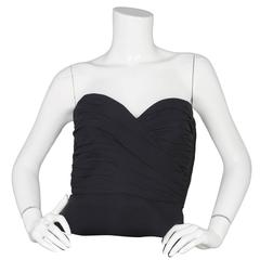 Giorgio Armani Black Silk Bustier Top sz 42 6